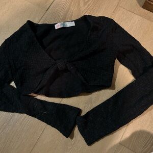 Free People Black Long Sleeve Crop Top